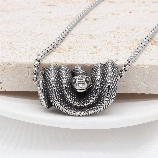 Retro Vintage Stainless Steel Snake Necklace for Men/Women