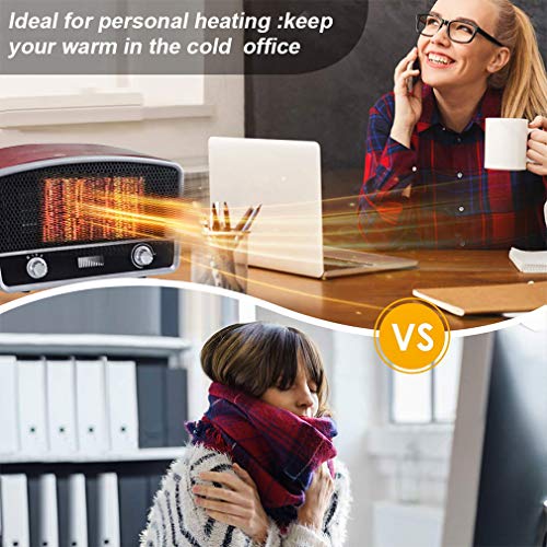 Ceramic Space Heater Portable Desk Thermostat Small Fan