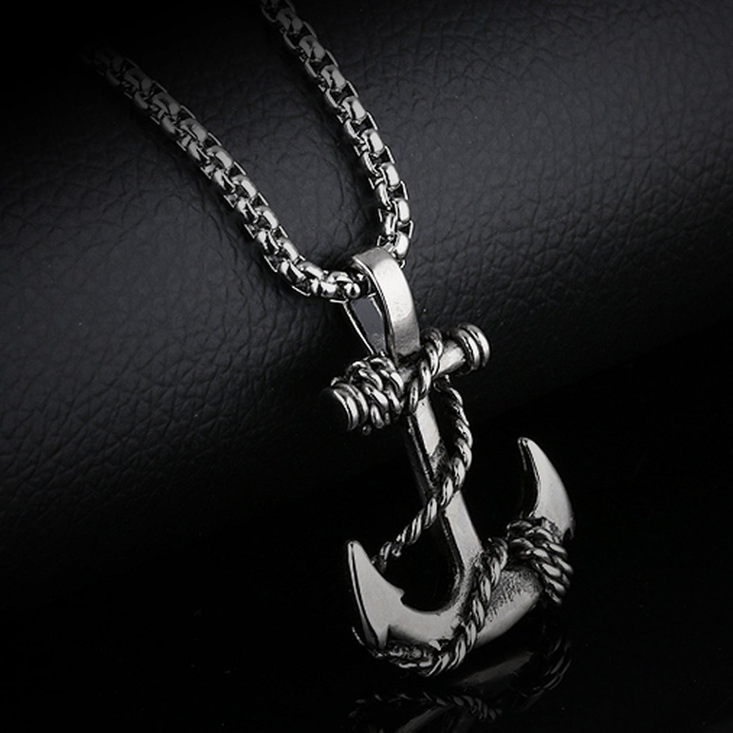 Men's Stainless Steel Rope Anchor Pendant Necklace