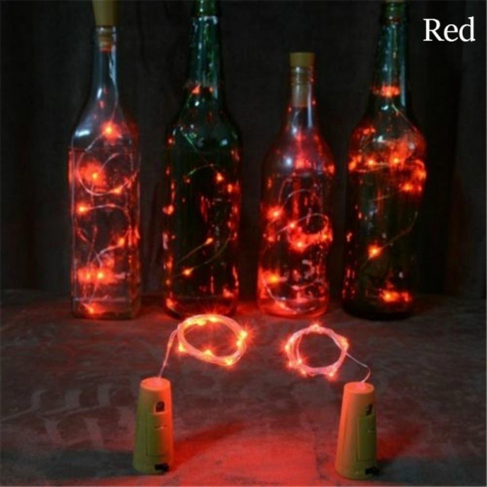 20 LED Wine Bottle Lights w/ Cork 6.5ft Silver Wire