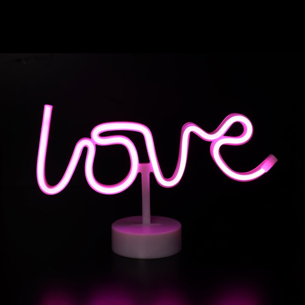 Battery Operated Pink LED Neon-Style Love Light, with Built-in Timer