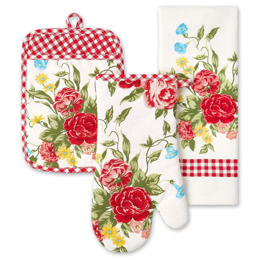 3-Piece Kitchen Set: Kitchen Towel, Oven Mitt & Pot Holder