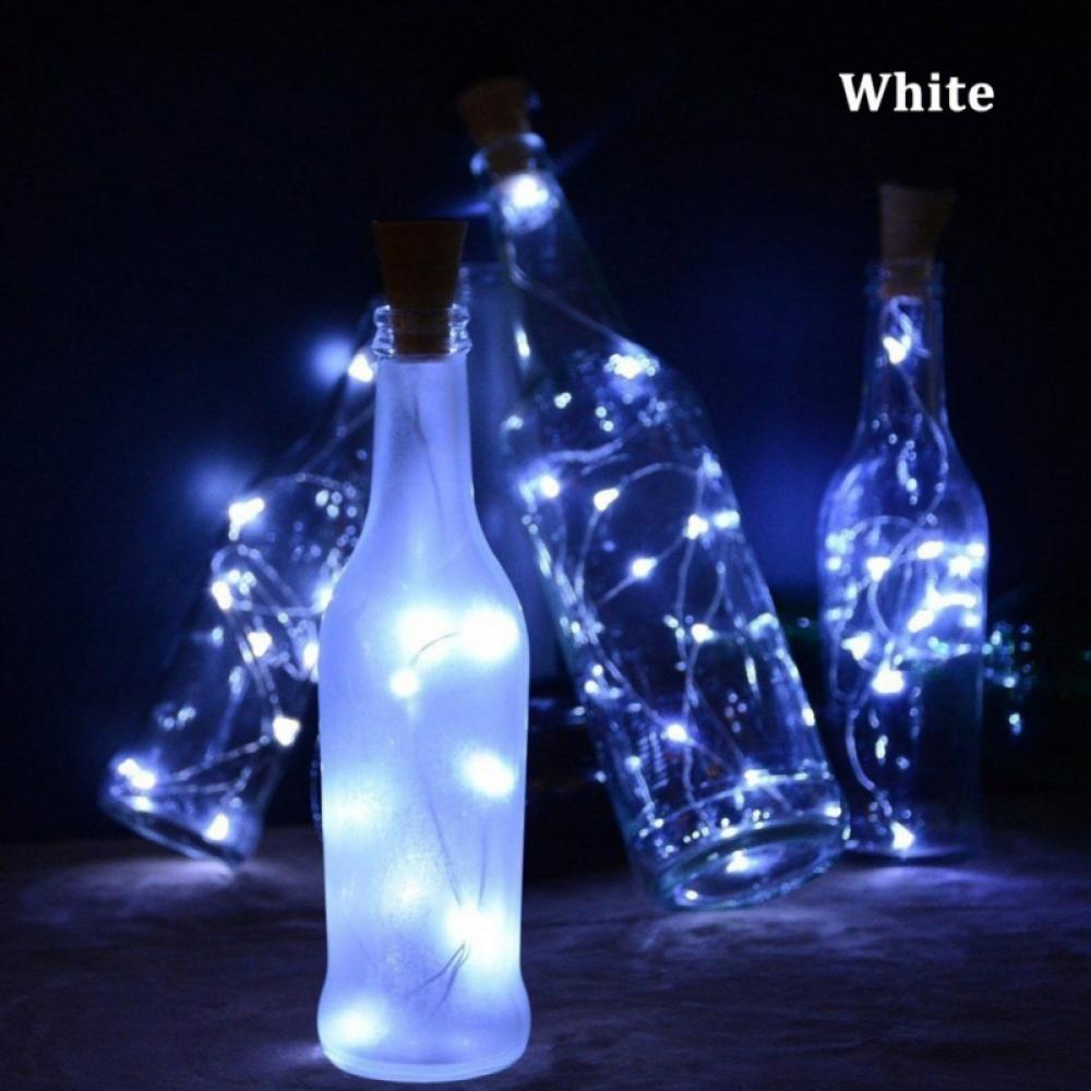 20 LED Wine Bottle Lights w/ Cork 6.5ft Silver Wire