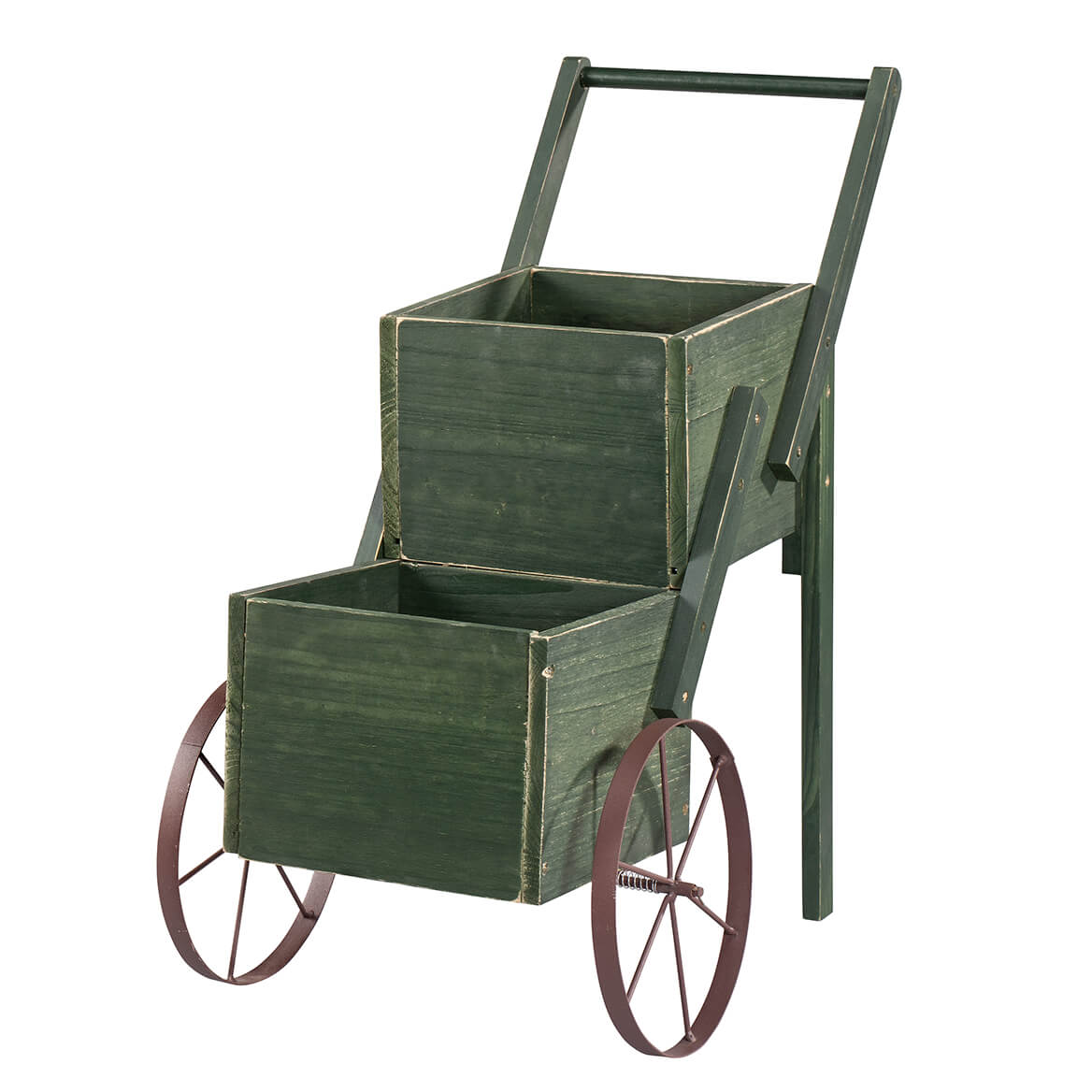 Garden Trolley Cart w/ 2 Tiers, Rustic Multi-Use Plant Holder