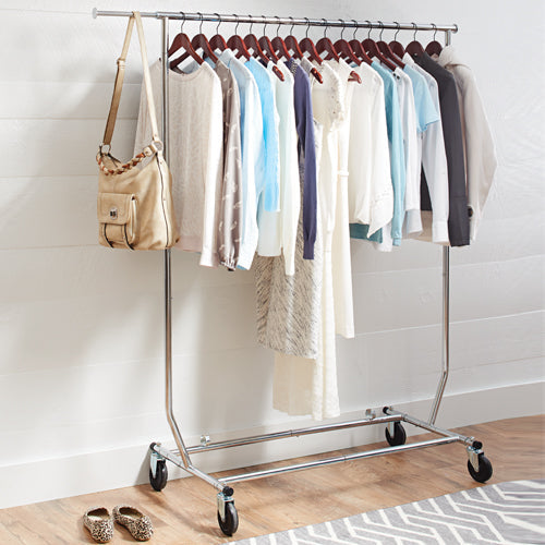 Folding Adjustable Garment Rack, Chrome