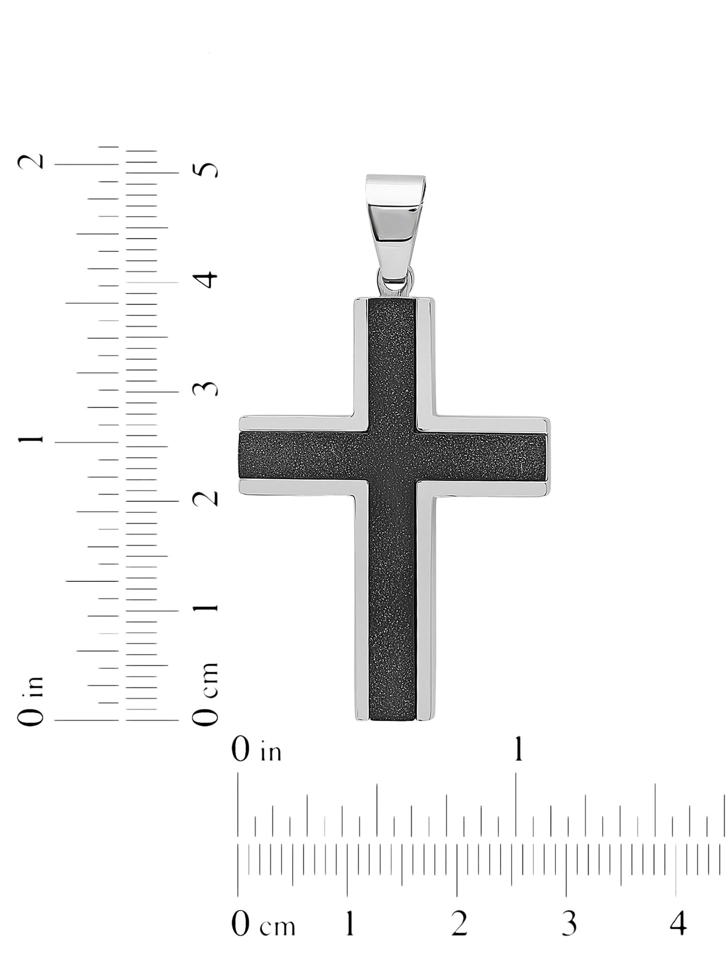 Men's Stainless Steel Textured Cross Pendant Necklace