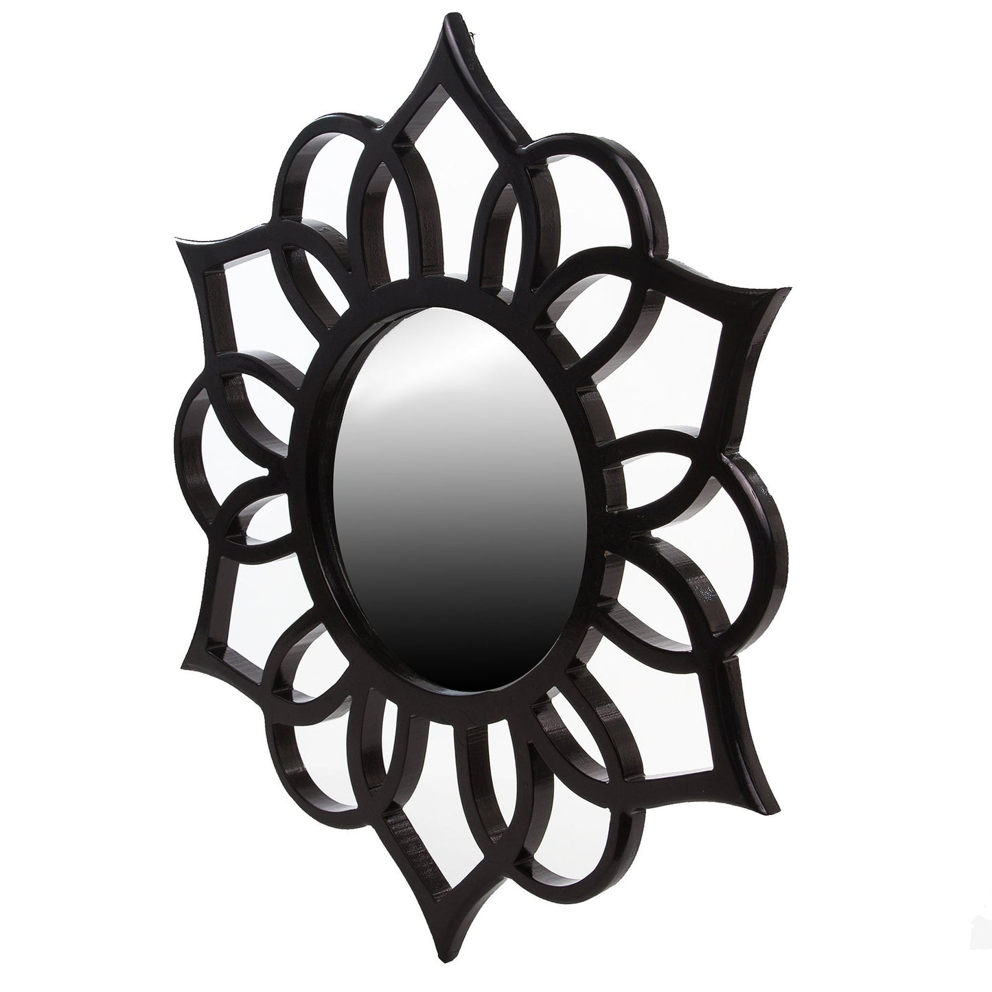 Round Ornate Accent Mirror, Black, 18" x 20"