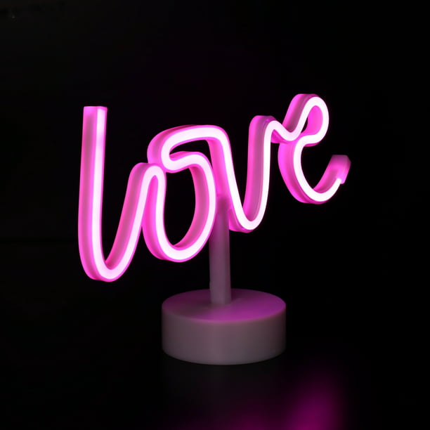 Battery Operated Pink LED Neon-Style Love Light, with Built-in Timer