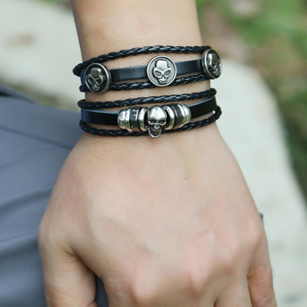 Skull Stretchable Punk Bracelet, Halloween Accessory  for Men/Women
