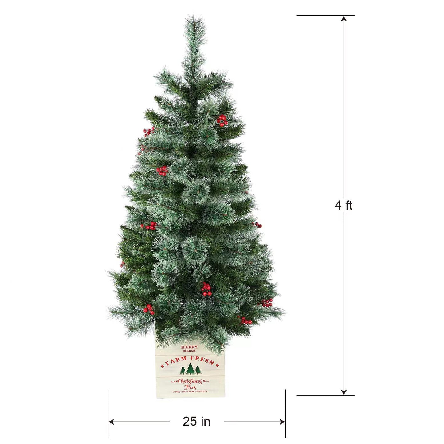 4-Foot Pre-Lit Artificial; Potted Christmas Tree w/ 50 Clear Lights