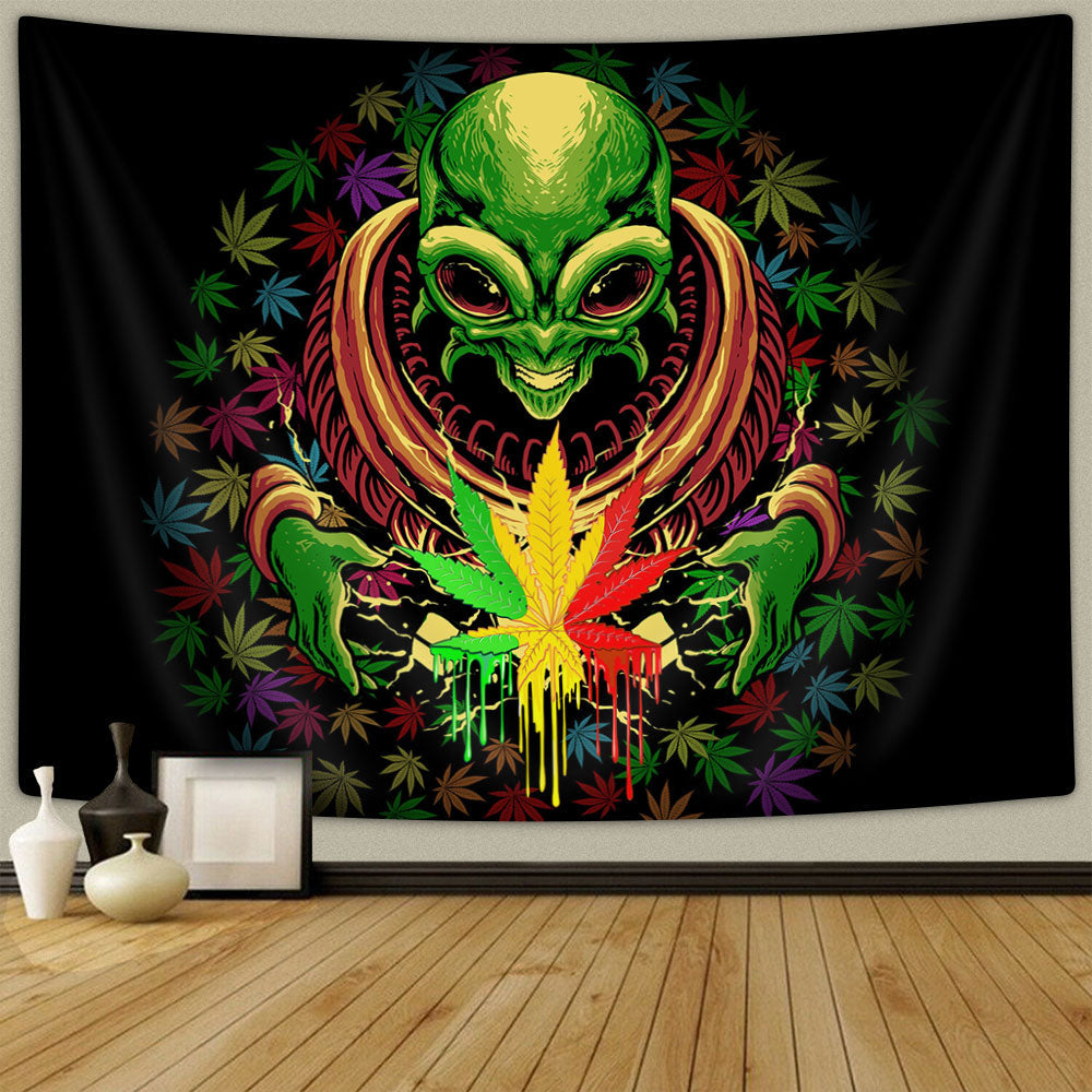 Black Light Cool Trippy Alien Tapestry Wall Decoration 60X40 inches