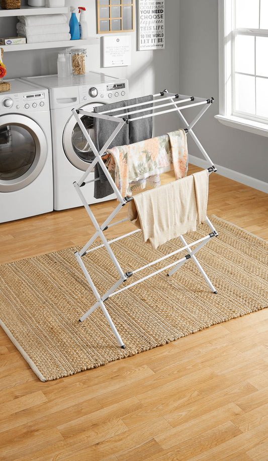 Expandable Steel Laundry Drying Rack, White