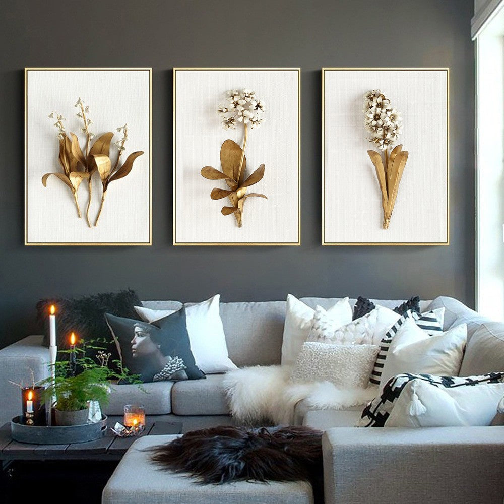 3 Piece Set Modern Wall Art Flower Print Large Canvas( No Frame)