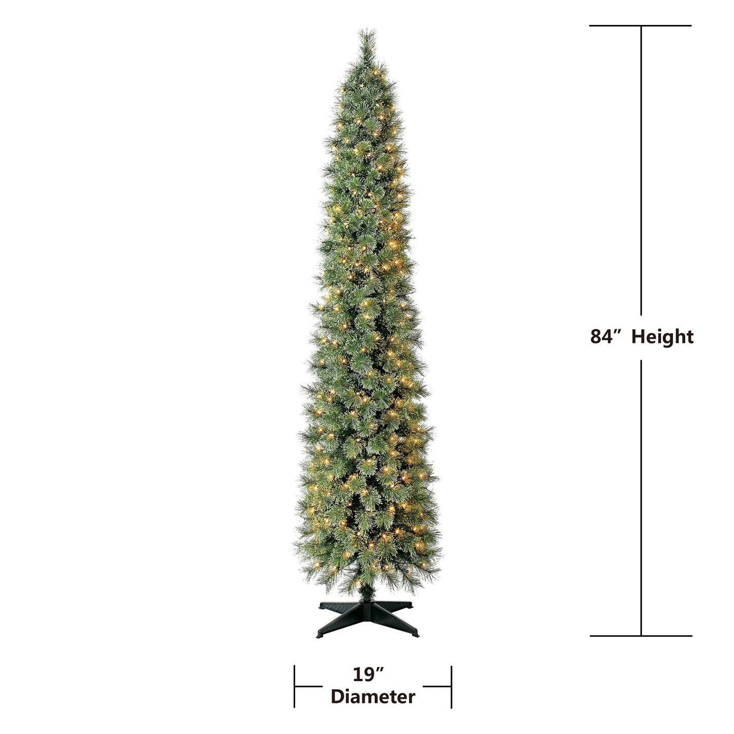 Pencil Fir Artificial Christmas Tree, 7'w/ 300 Clear Incandescent Lights