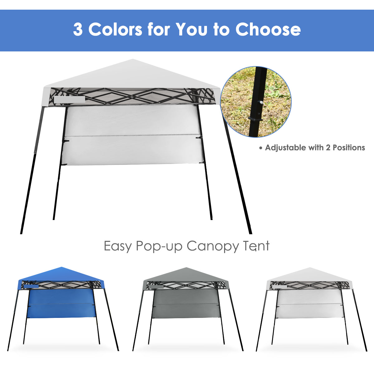 7' x 7' Gray Pop-up Outdoor Canopies