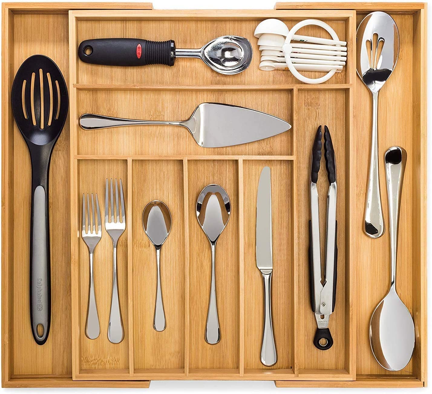 Bamboo Expandable Drawer Organizer - 100% Pure Bamboo