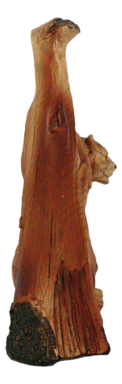 5" Prowling Bengal Tiger Faux Wood Cutout Carving Resin Figurine