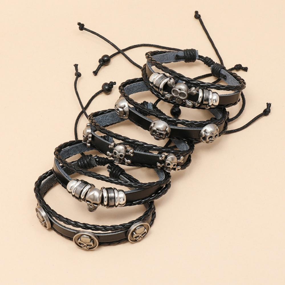 Skull Stretchable Punk Bracelet, Halloween Accessory  for Men/Women