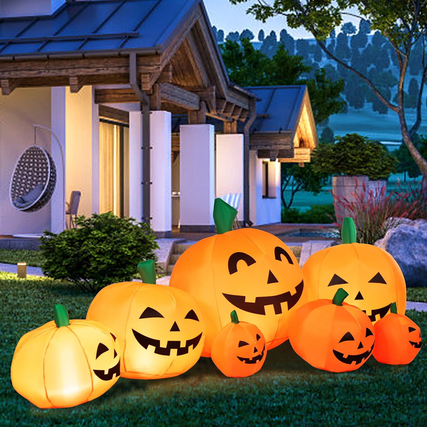 7.5" Pumpkins Patch Halloween Inflatable Decoration w/ LED