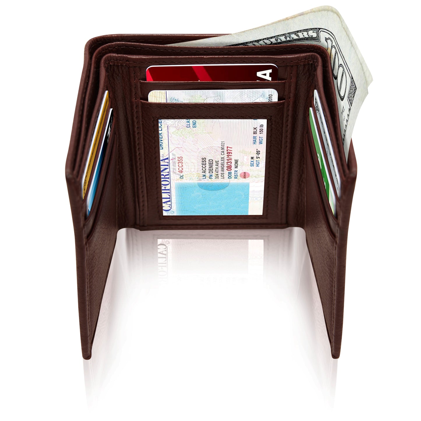 Genuine RFID Leather Slim Trifold Wallets For Men