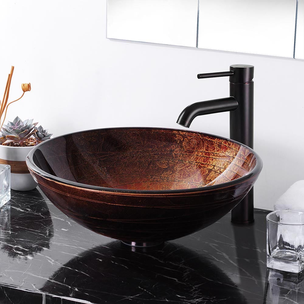 Bathroom Tempered Glass Round Vessel Sink