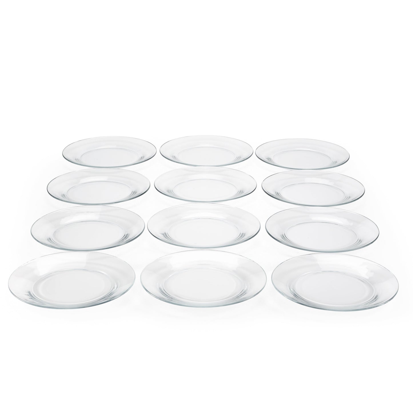 Set of 12 Round Glass Dinner Plates