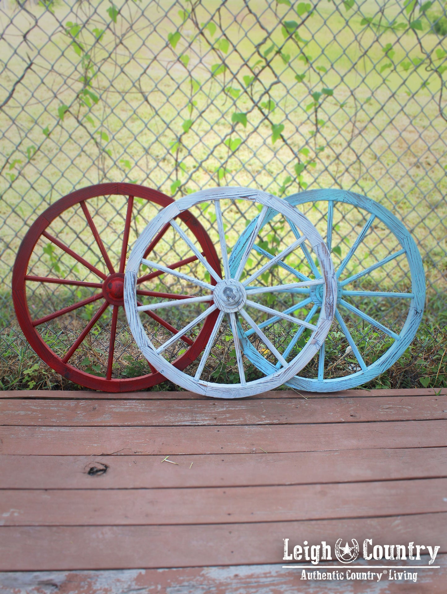 30" Red Wash Decorative Wagon Wheel