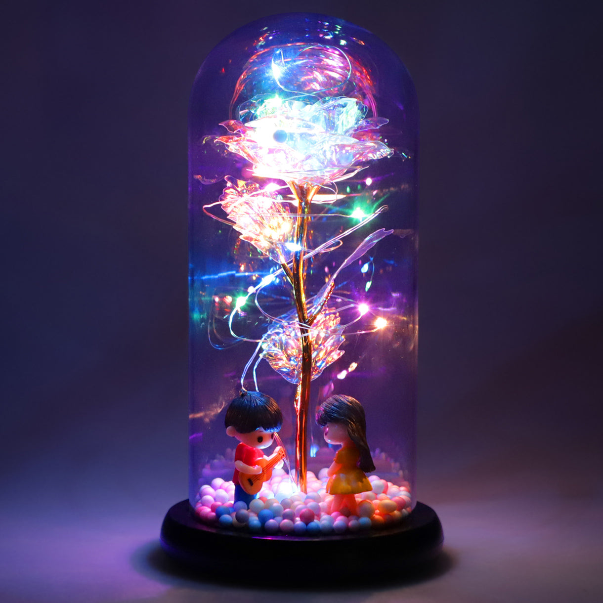 LED Enchanted Forever Rose Flower In Dome Glass Night Light