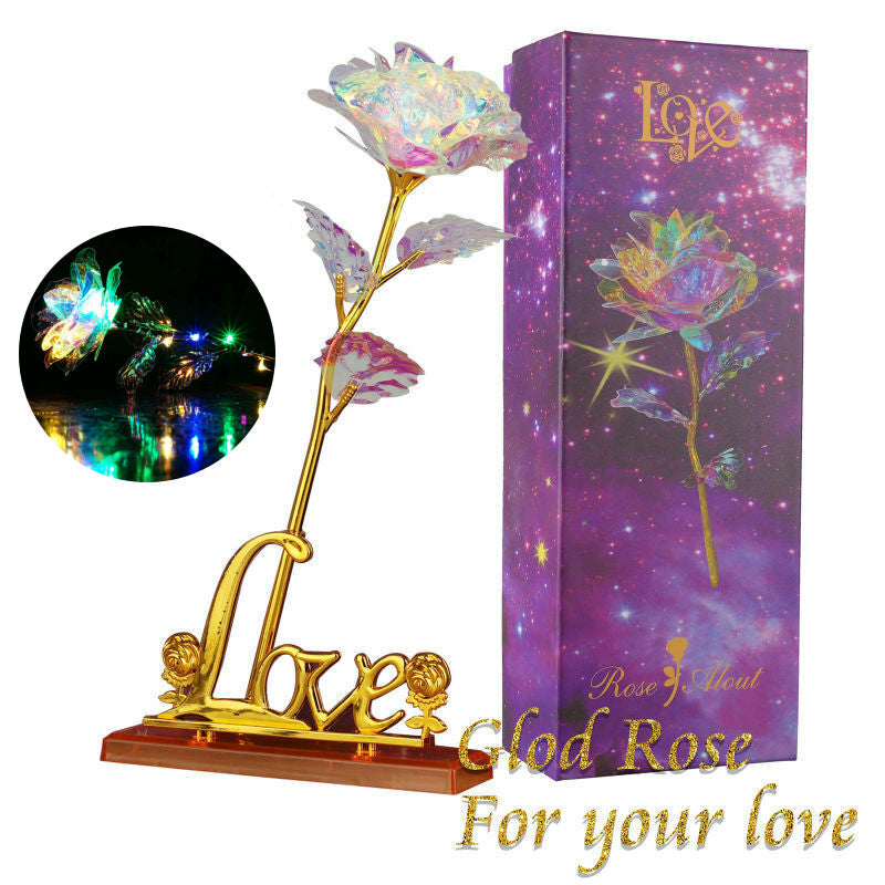 LED Enchanted Forever Rose Flower In Dome Glass Night Light