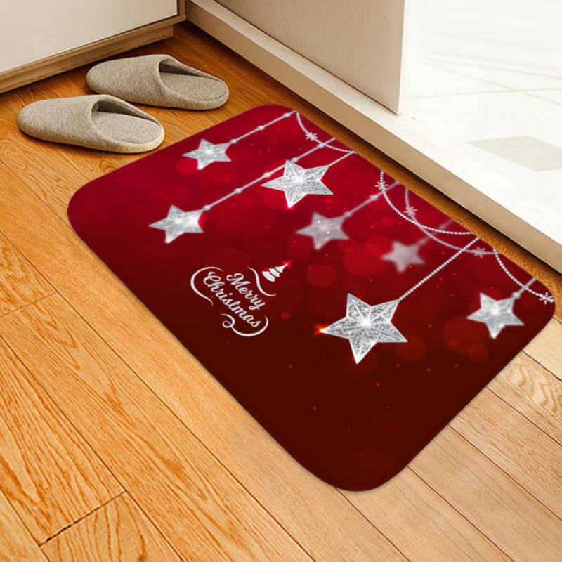 Christmas Flannel Carpet Non-slip Kitchen Room Floor Door Mat Rug Xmas Decor US