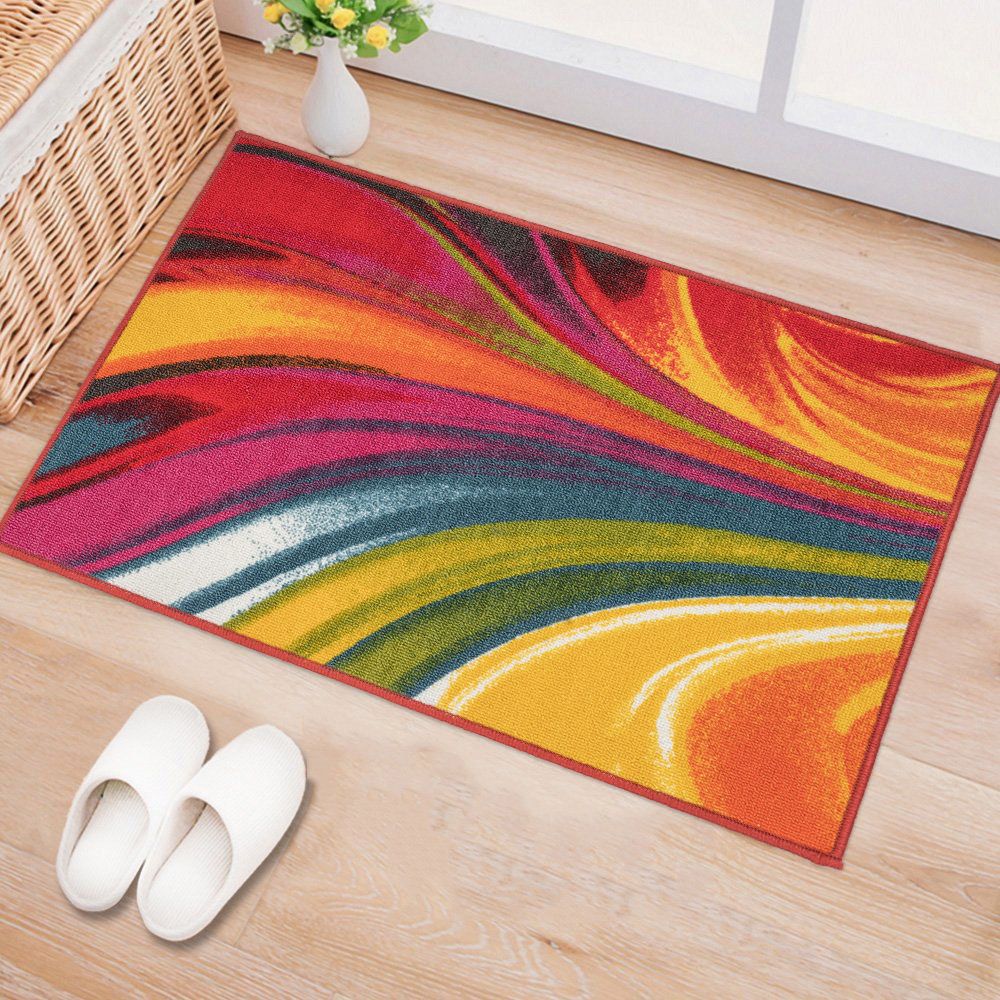 Area Rugs Modern Contemporary Waves Non-Slip (Non-Skid) Ruggable Rugs