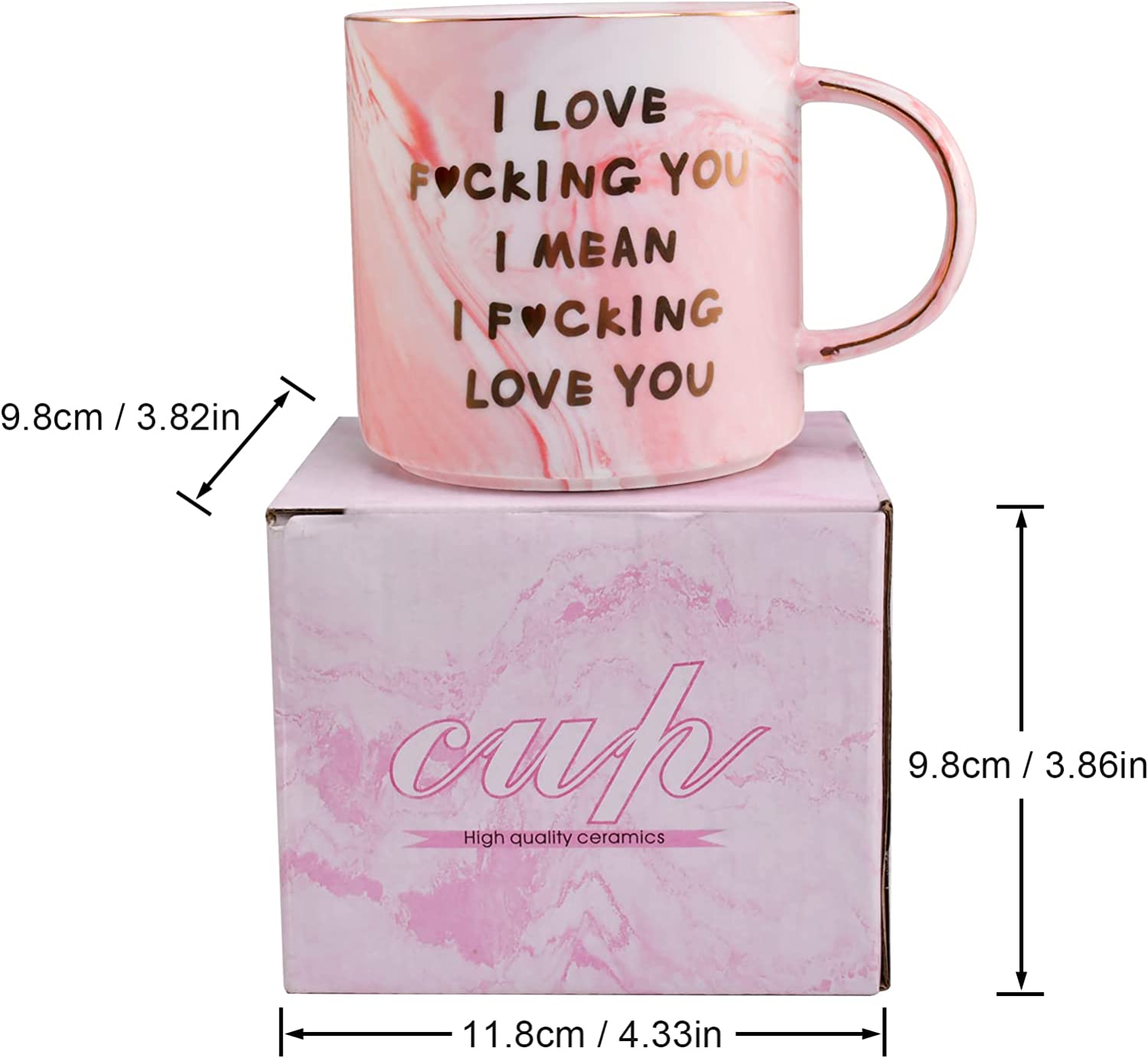 Valentines Day gifts for Her Wife Girlfriend,Coffee Mug Pink Marble Coffee Cup 12 Oz