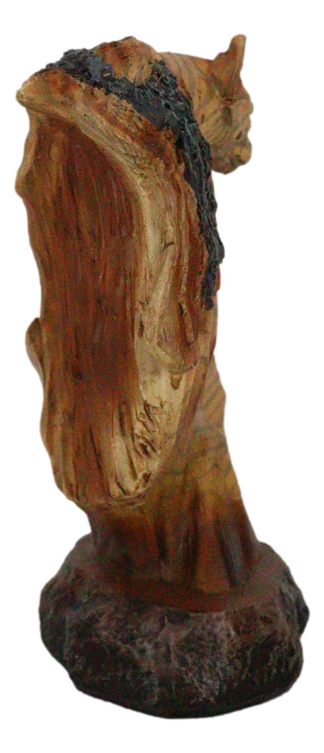 Big Cat Leopard Figurine Faux Wood Resin Cutout Carving