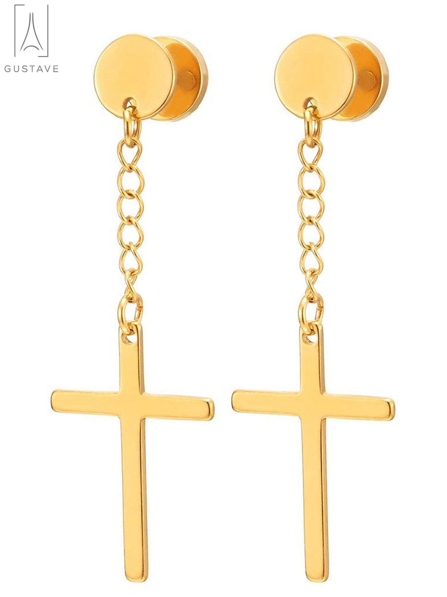 Cross Drop Dangle Tassel Earrings Set for Men/Women