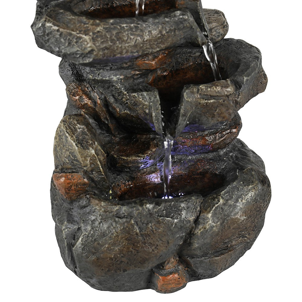 Water Fountain w/ LED Light, Modern Rock