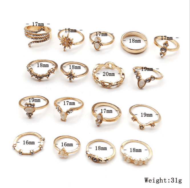 17 PCS Knuckle Stacking Rings for Women