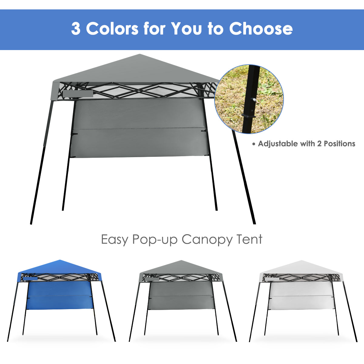 7' x 7' Gray Pop-up Outdoor Canopies