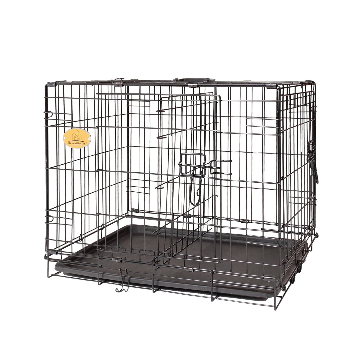 Double Door Folding Wire Dog Crate, Black