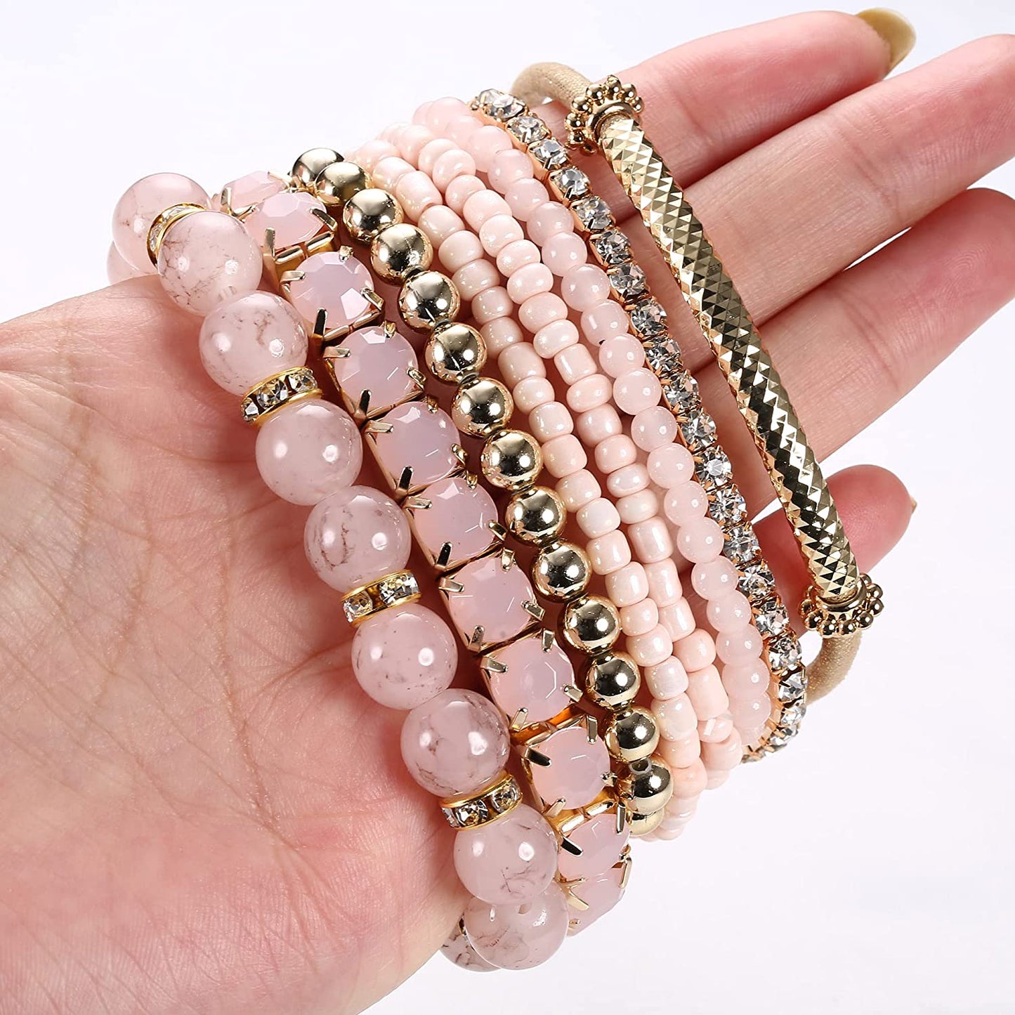 2-4 Sets Beaded Stackable Aesthetic Stretch Multilayered Bohemian Bracelets Set