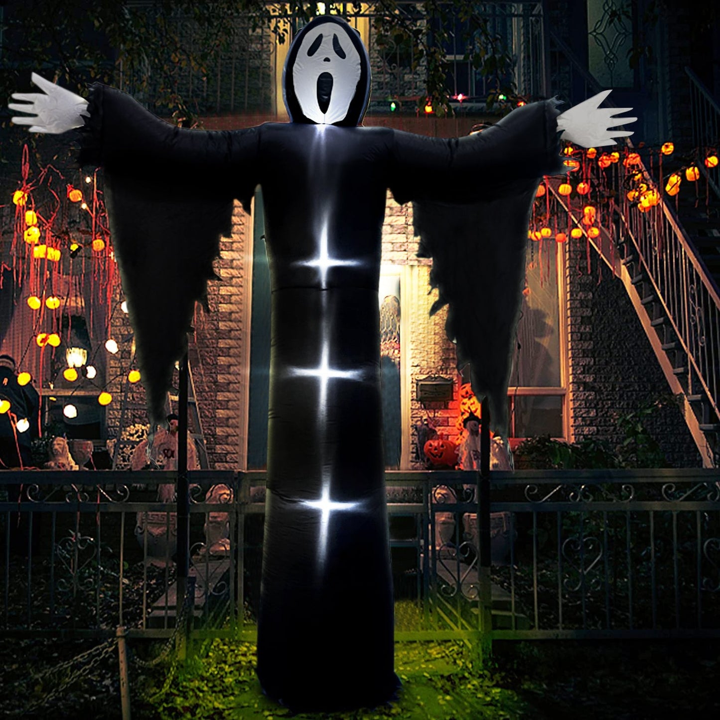 12FT Giant Halloween Inflatable Grim Reaper Ghost w/ LED Lights