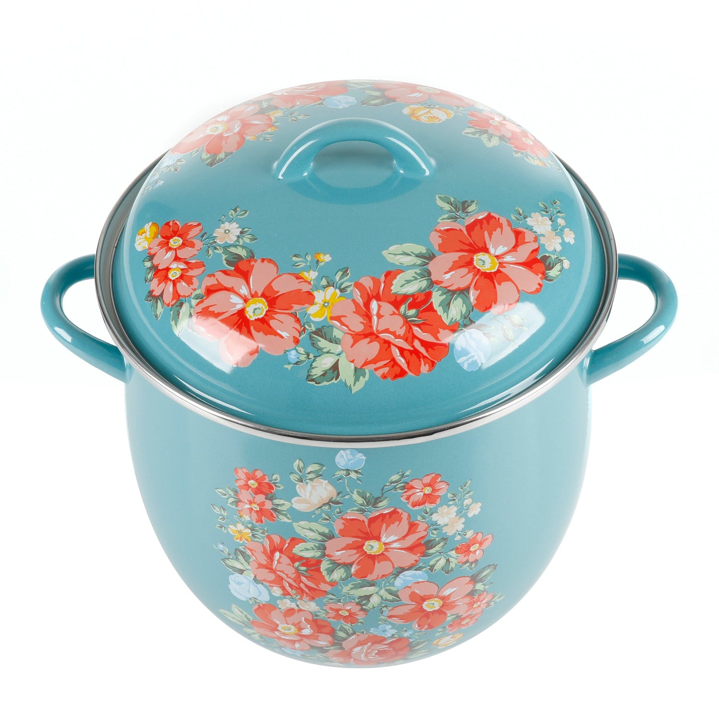 Breezy Blossom Enamel-on-Steel 12-Quart Stock Pot