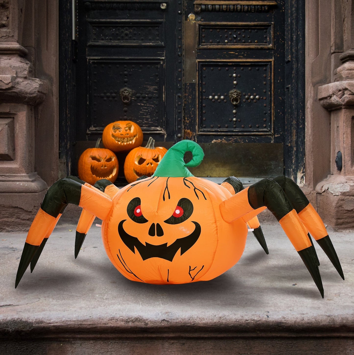 5FT Halloween Inflatables Pumpkin Spider w/ LED, 2 Packs