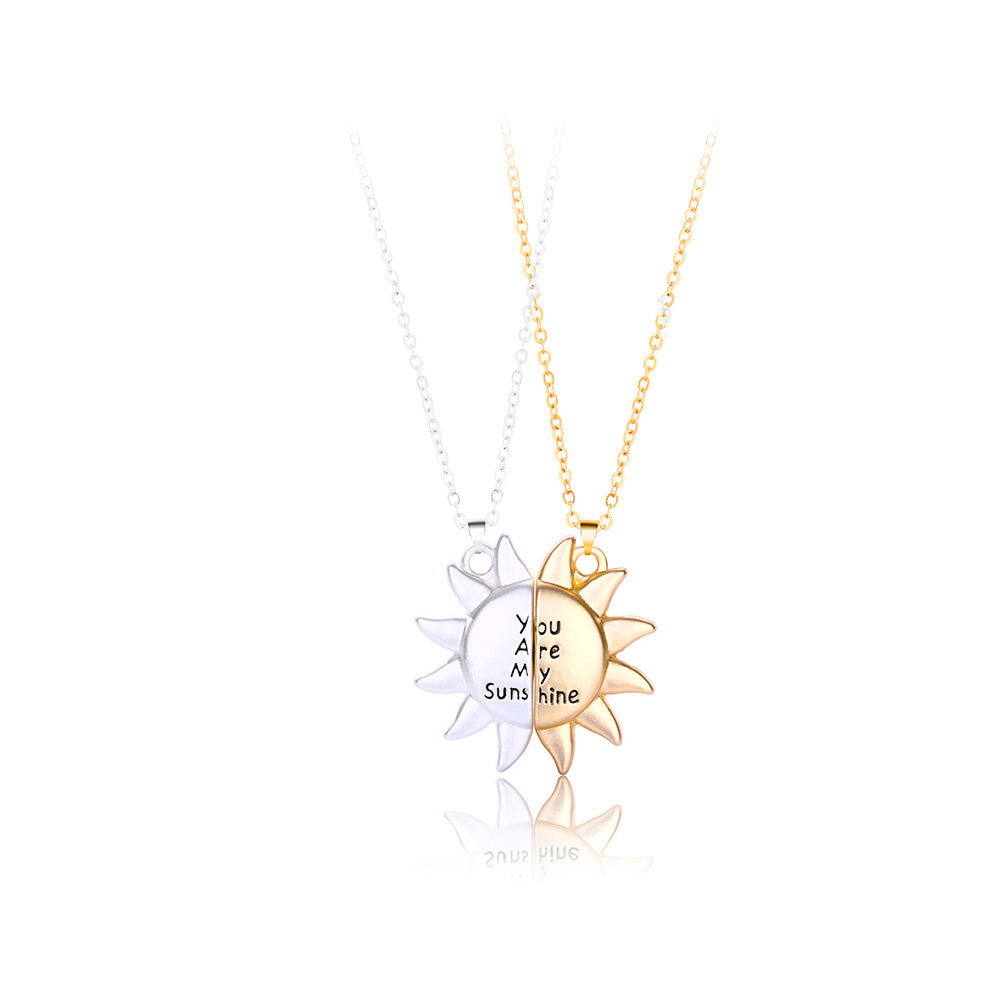 Magnetic Couple Necklace Matching Sunflower Necklaces for Him & Her