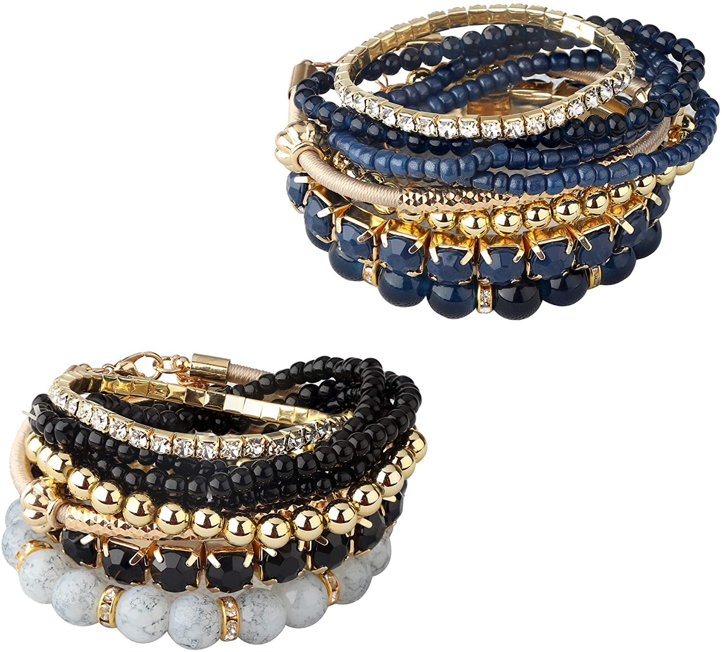 2-4 Sets Beaded Stackable Aesthetic Stretch Multilayered Bohemian Bracelets Set