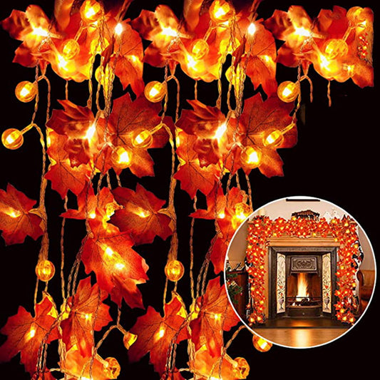 Halloween/Fall Pumpkin Maple Leaf Garland String Lights