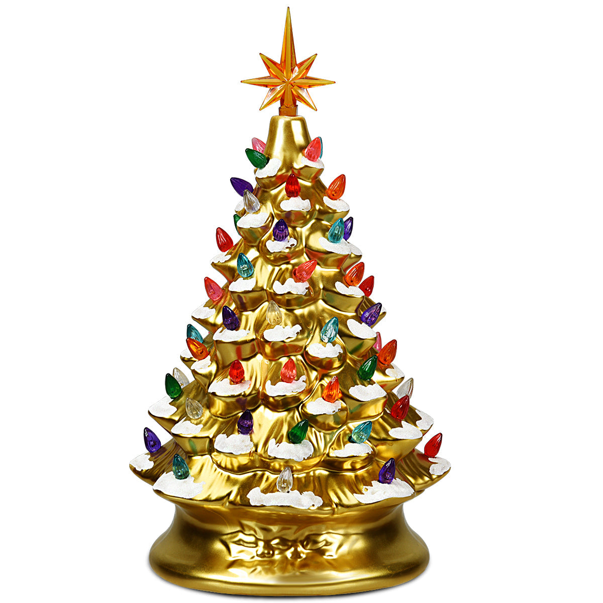 15''Pre-lit Hand-Painted Ceramic Tabletop Christmas Tree