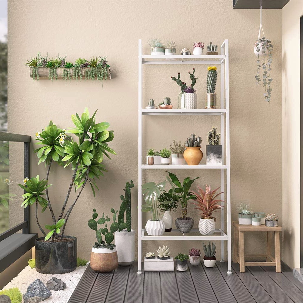 4 Tier Metal Leaning Ladder Shelf Bookcase