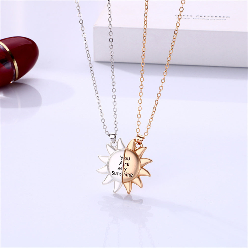 Magnetic Couple Necklace Matching Sunflower Necklaces for Him & Her