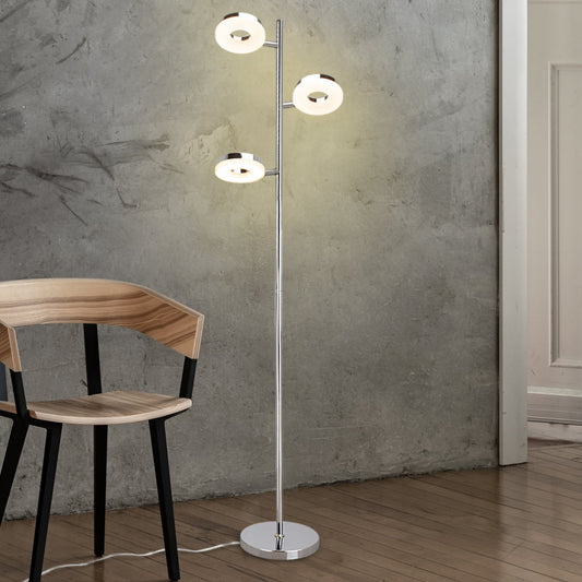 3 Heads Modern LED Tree Floor Lamp, Silver