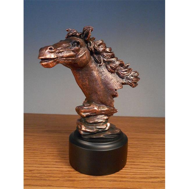 Horse Head Bronze Plated Resin Sculpture